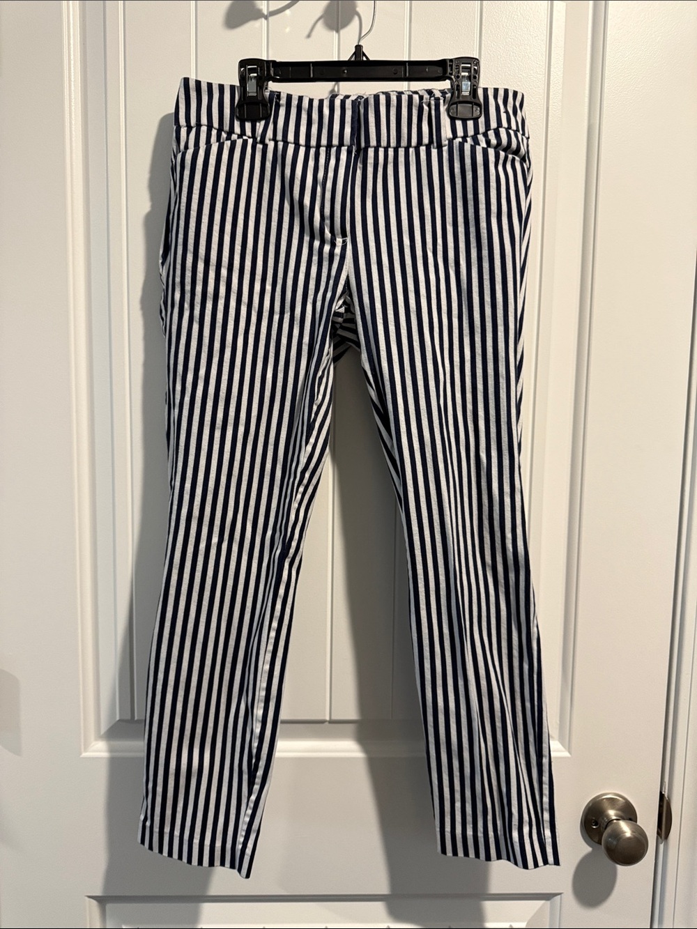 New York & Company Navy and White Striped Chinos